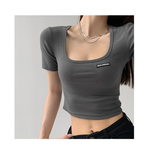 Áo Thun Tay Ngắn Cổ Vuông Mini Ôm Dáng Thời Trang Mùa Hè Hàn Quốc Mới Cho Nữ