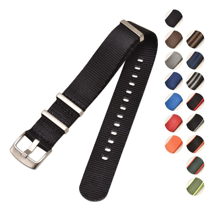 Dây Đeo Đồng Hồ Bằng Vải Bạt Nilon Có Khóa Gài 18mm 20mm 22mm 24mm Phong Cách Quân Đội