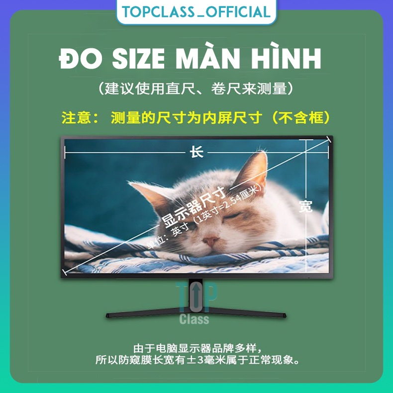 Miếng Dán Bảo Vệ Chống Nhìn Trộm Có Thể Tháo Rời Màn Hình Laptop, PC Với Nhiều Kích Cỡ Kích Thước 12.5, 13, 13.6, 14, 15.6, 17.1, 17.3, 18.5, 19, 19.5, 20, 21.5, 223, 23, 32, 37 .2 .2 .3 .3 .2 .7 "