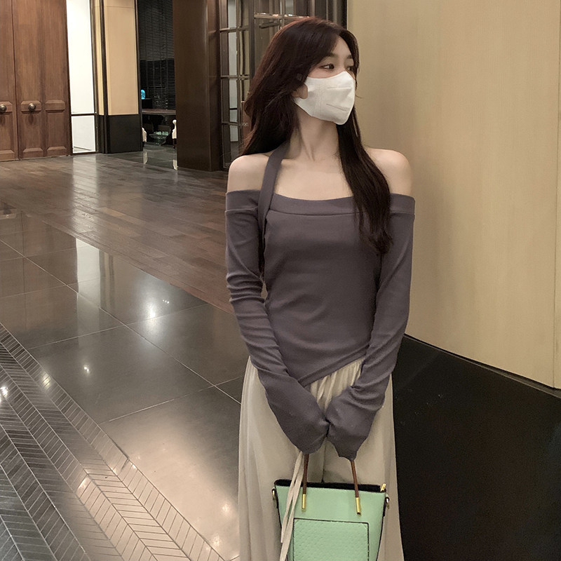 Áo Thun Nữ Dài Tay Lệch Vai Thời Trang Hàn Quốc Mới