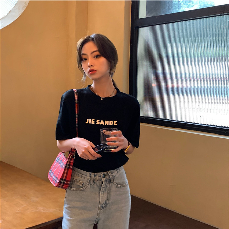 Áo Thun Nữ Ngắn Tay Cổ Tròn Thời Trang Mùa Hè Hàn Quốc Mới