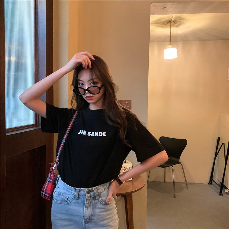 Áo Thun Nữ Ngắn Tay Cổ Tròn Thời Trang Mùa Hè Hàn Quốc Mới