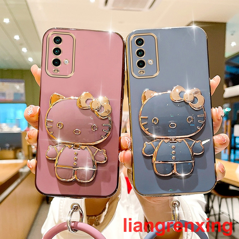 ốp lưng Redmi 9T Ốp Điện Thoại Silicon Chống Sốc Tráng Gương Hình Mèo Kitty Cho Redmi 9T DDJZM01 Redmi 9T viền vuông cute