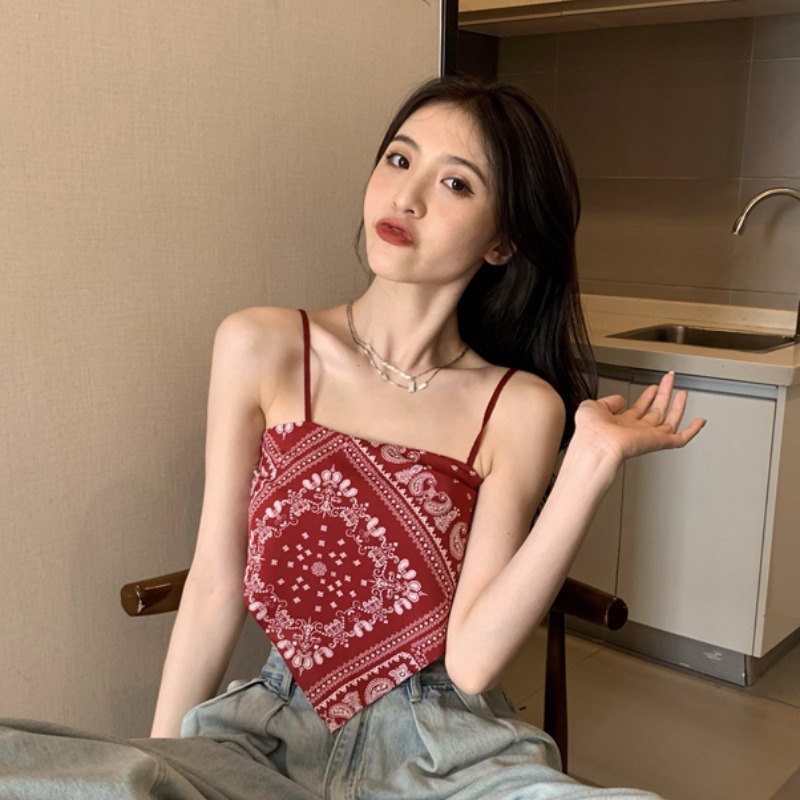 Áo Hai Dây In Họa Tiết Phong Cách Hàn Quốc Quyến Rũ Hàng Mới