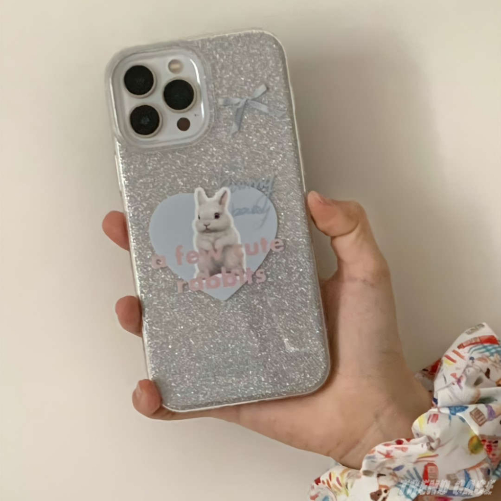 Ốp Điện Thoại Mềm Họa Tiết Thỏ Hoạt Hình Lấp Lánh Cho iPhone 14 Pro Max 13 12 Pro Max 11