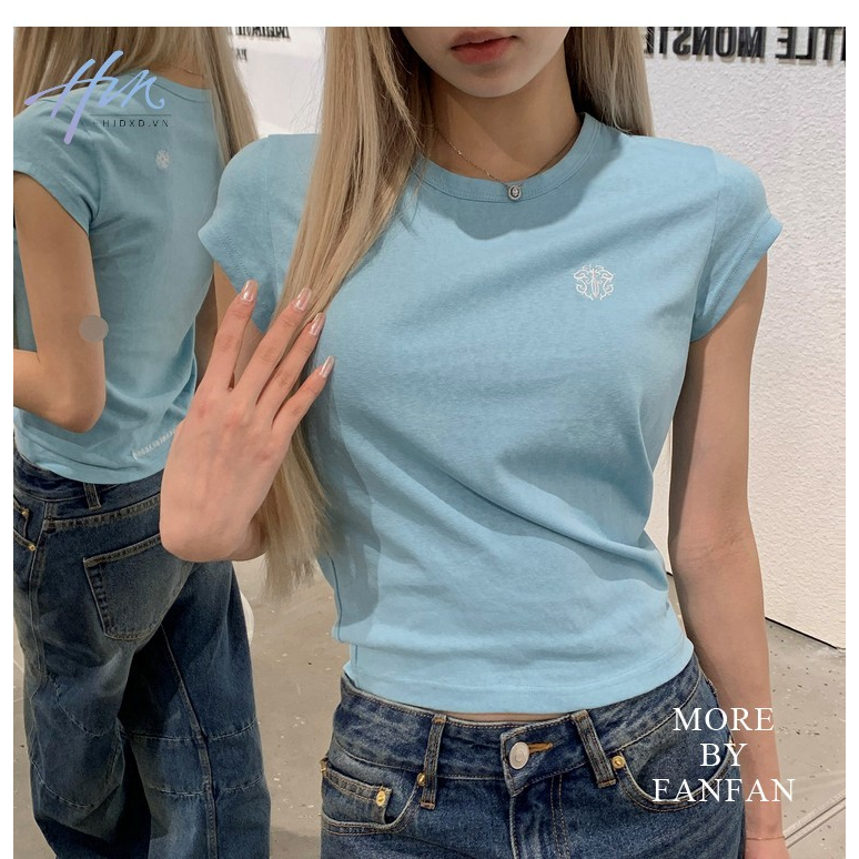 Áo Thun Ngắn Tay Thêu Họa Tiết Thời Trang Dành Cho Nữ