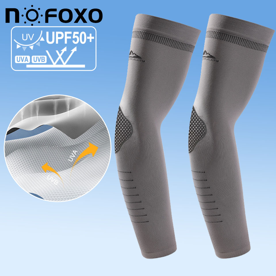 Bao tay chống nắng NOFOXO UPF50+ bằng thun lạnh mềm thoáng khí chống tia uv bảo vệ cho nam nữ khi lái xe