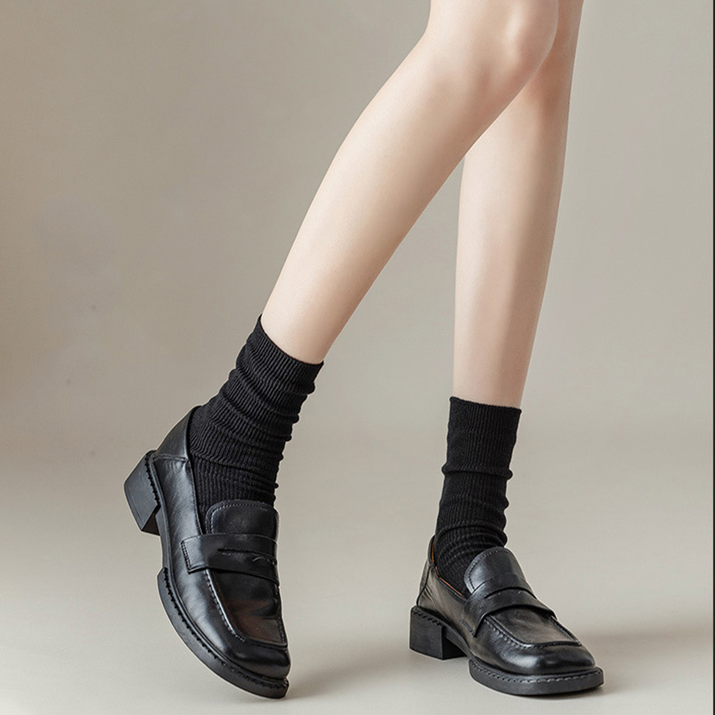 Vớ Ống Ngắn Mềm Mại Màu Đen Trơn Khử Mùi Bốn Chiều Phong Cách Hàn Quốc Cho Nữ