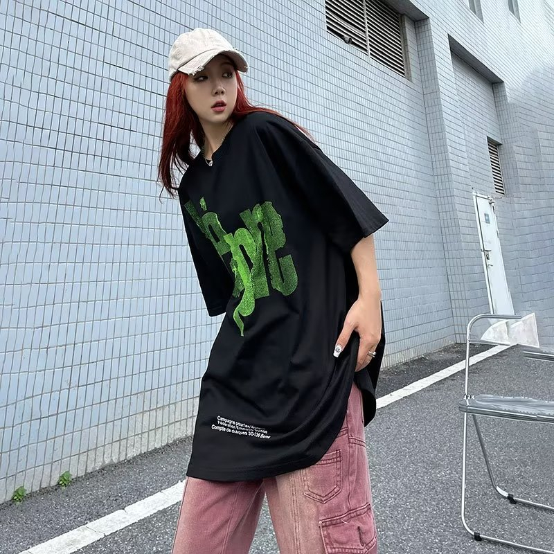 Áo Thun Tay Lỡ Cổ Tròn In Họa Tiết Thời Trang Phong Cách Harajuku Cho Nam