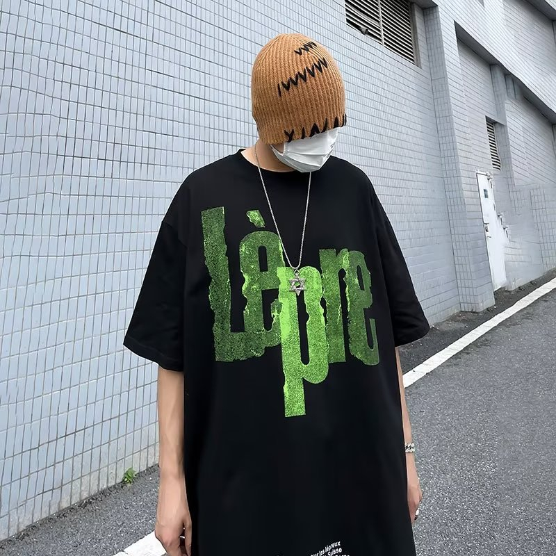 Áo Thun Tay Lỡ Cổ Tròn In Họa Tiết Thời Trang Phong Cách Harajuku Cho Nam