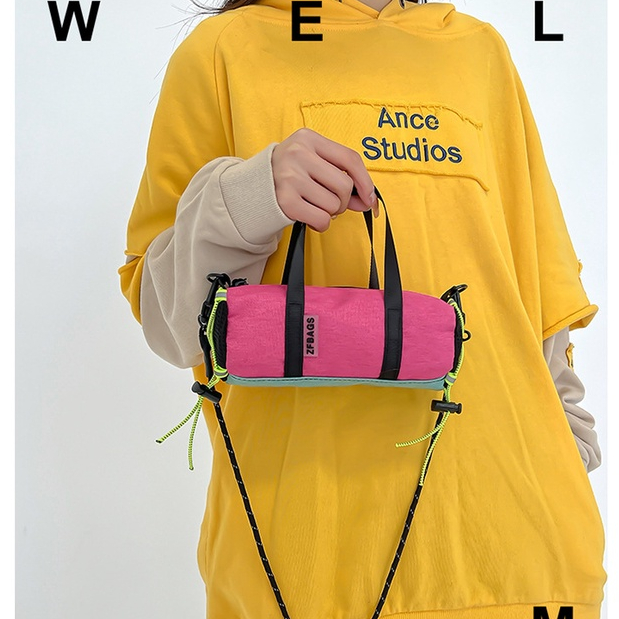 Túi Đeo Chéo Thể Thao Dáng Tròn Màu Sắc Tương Phản Thời Trang