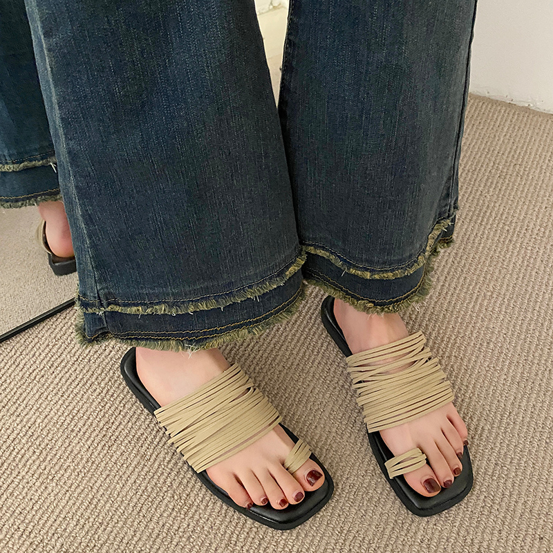 Dép Sandal Mũi Vuông Đế Bằng Có Size Lớn 35-40 Thời Trang Dành Cho Nữ