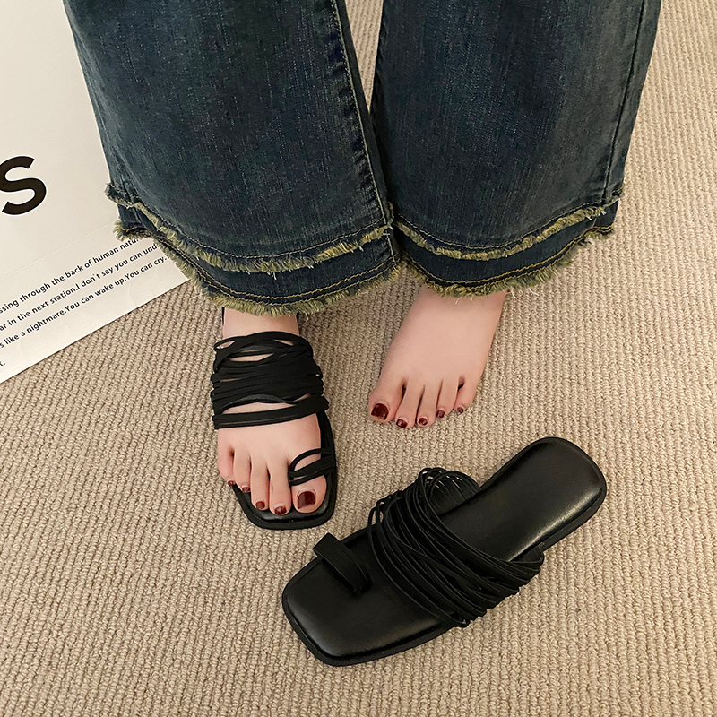Dép Sandal Mũi Vuông Đế Bằng Có Size Lớn 35-40 Thời Trang Dành Cho Nữ