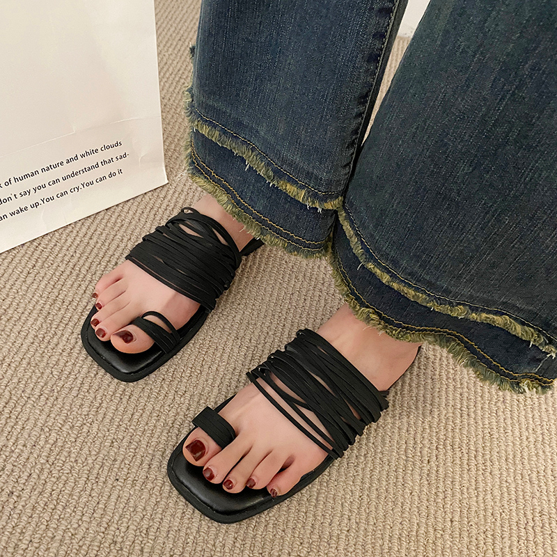 Dép Sandal Mũi Vuông Đế Bằng Có Size Lớn 35-40 Thời Trang Dành Cho Nữ