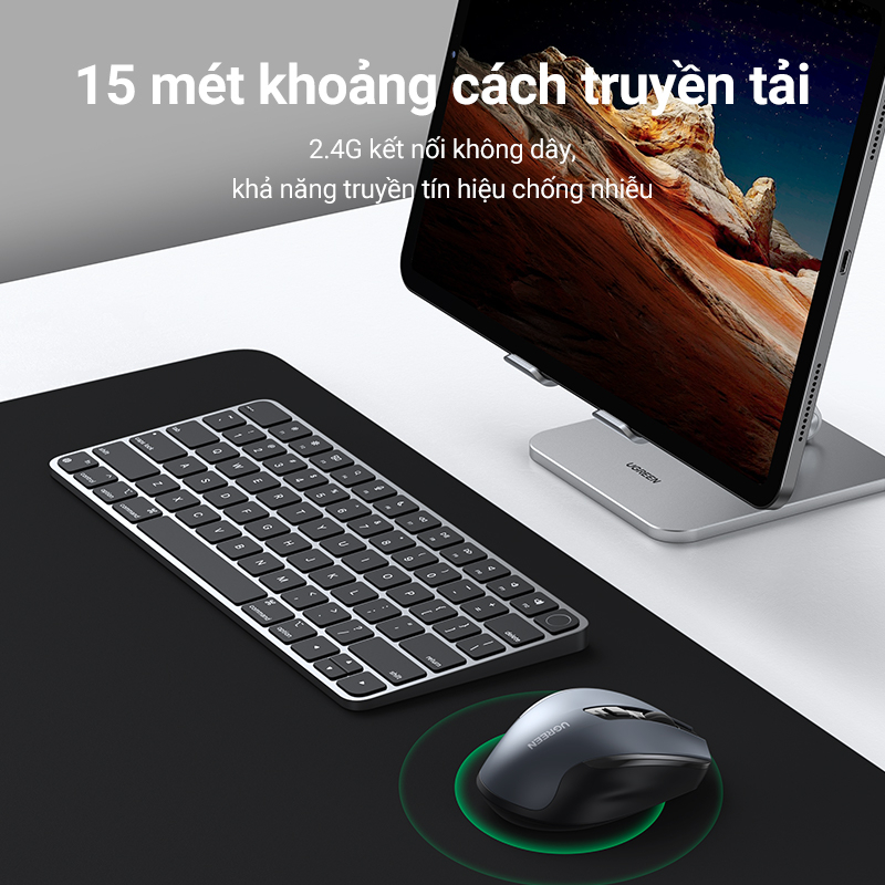 Ugreen Chuột không dây tiện dụng 6 nút im lặng 5 cấp độ 4000dpi cho for PC MacBook Air M1 iPad Gen 9 Laptop | BigBuy360 - bigbuy360.vn
