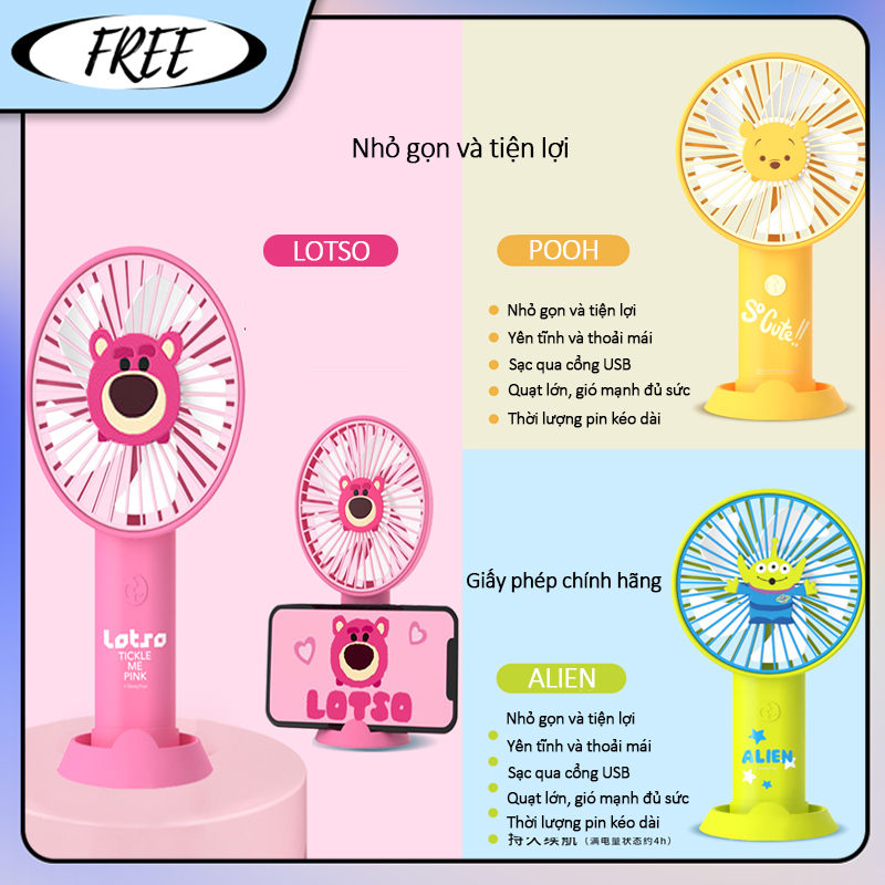 FREE USB Chân Đế Để Bàn quạt mini Cầm Tay Quạt quạt tích điện Quạt Cầm Tay quạt điện 5 Cánh Kèm Pin Sạc H2A500L