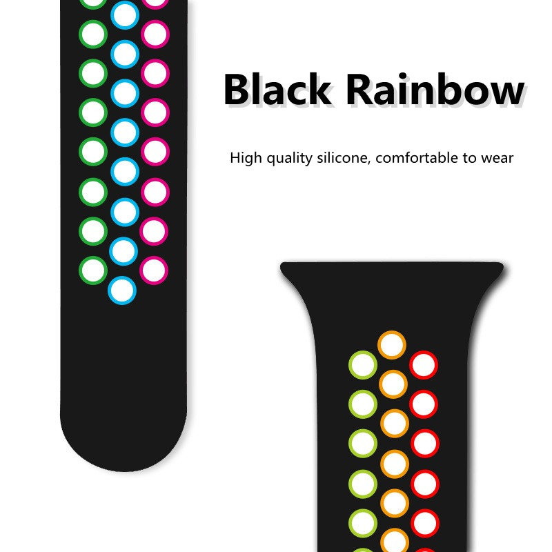 Dây Đeo Bằng Silicone Thoáng Khí Chất Lượng Cao Cho iWatch 7 / 6 / 5 / 4 / 3 / 2 / 1 / SE Generation 38 / 40 / 41 / 42 / 44 / 45