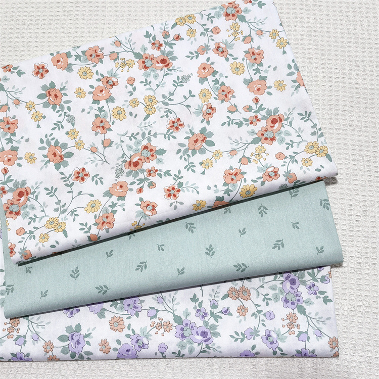 (Hàng Mới Về) Tấm Vải cotton Rộng 60 '', Hoa Màu Cam / Tím Dùng Để May Chăn / Chăn Bông Vải kain bidang 60 ''