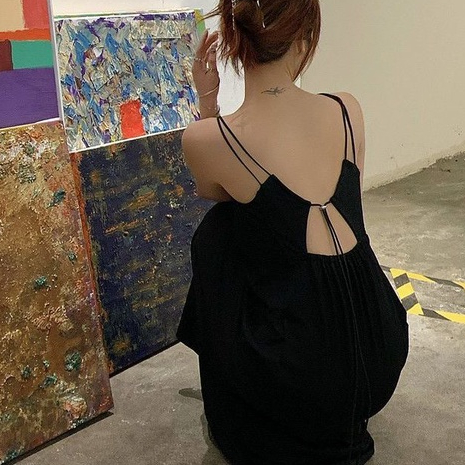 Đầm Đen Dài Ngang Gối Lưng Cao Thời Trang Mùa Hè Cho Nữ