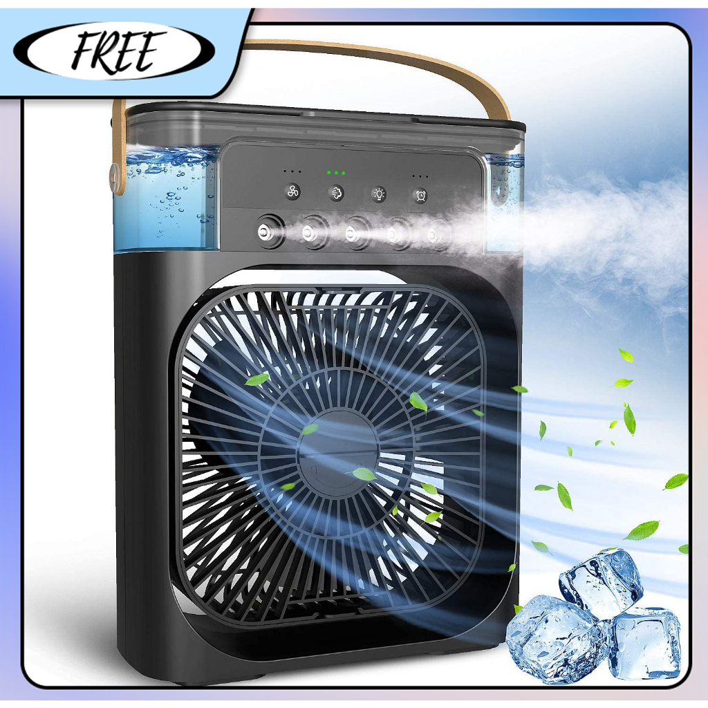FREE quạt hơi nước quạt mini phun sương quạt điện quạt điều hoà để bàn 5 vòi phun sương đèn led H2A500M