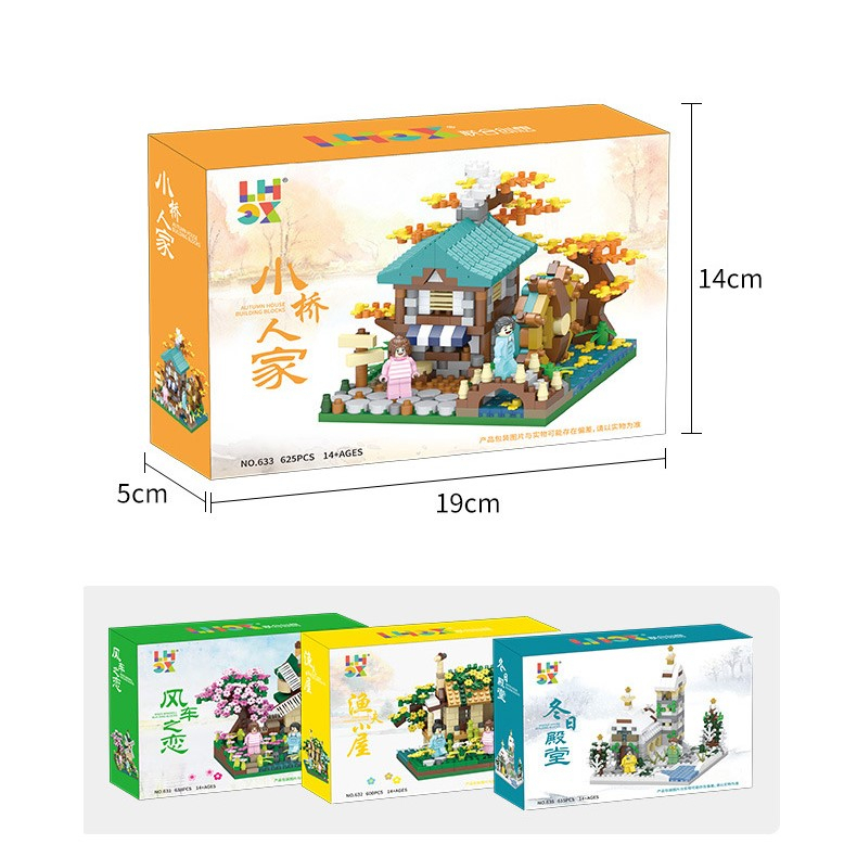 LAHOMIA 600CT Bộ Đồ Chơi Mô Hình Lắp Ráp Ngôi Nhà Hoa ngôi nhà Bốn Mùa