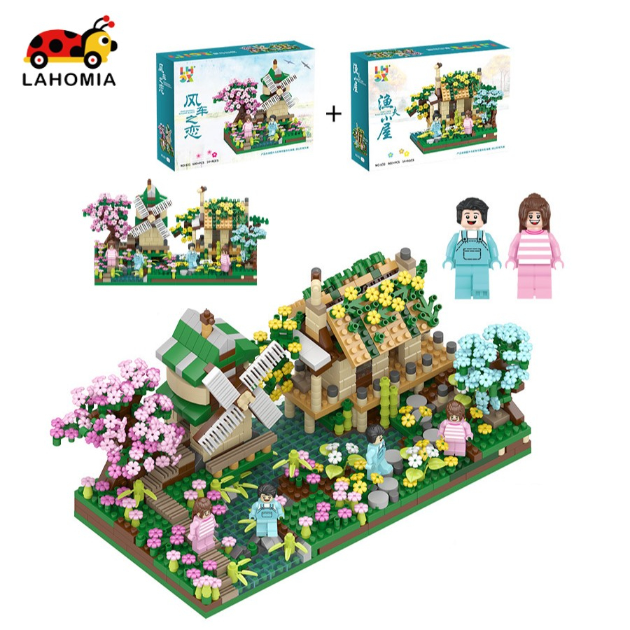 LAHOMIA 600CT Bộ Đồ Chơi Mô Hình Lắp Ráp Ngôi Nhà Hoa ngôi nhà Bốn Mùa