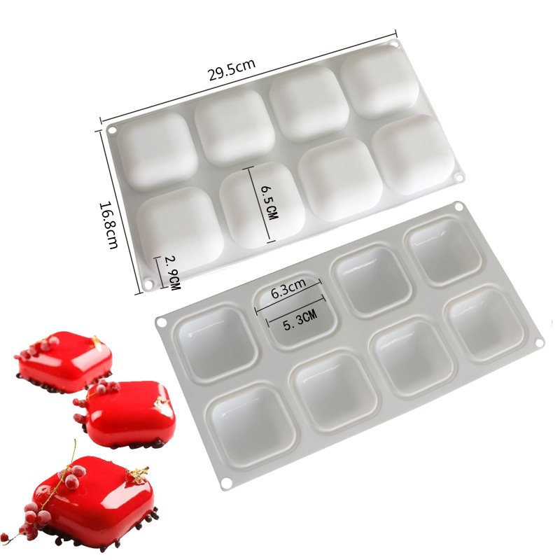 Khuôn silicone Làm Bánh 8 Ngăn Tạo Hình Vuông Tiện Dụng