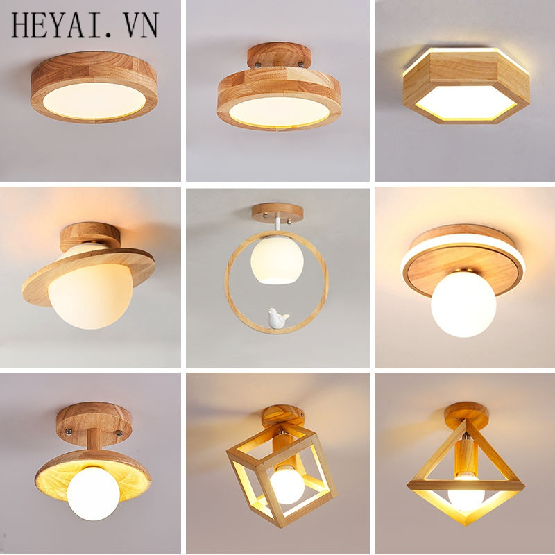 Đèn Trần Bằng Gỗ Với 3 Màu Sắc Khác Nhau Phong Cách Bắc Âu Đèn nhà bếp Đèn trang trí nội thất Đèn ban công