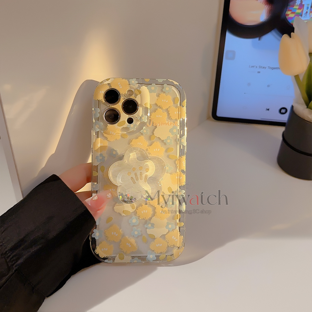 Ốp Điện Thoại TPU Dẻo Trong Suốt Họa Tiết Hoa Vàng Dễ Thương Chống Rơi Cho IPhone 14 13 12 11 Pro Max