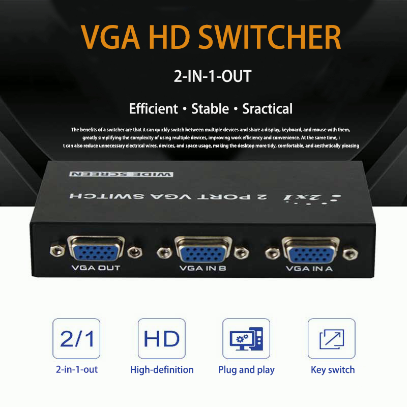 Bộ Dụng Cụ Cho Xe Hơi | Bộ Chia VGA 2X1 4X1 VGA 1080P Chất Lượng Cao
