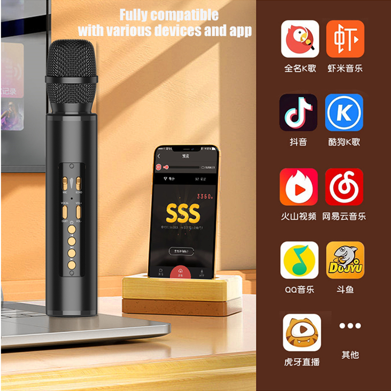 Micro Bluetooth Không Dây Hát Karaoke Mikrofon IOS Android K5 Mới
