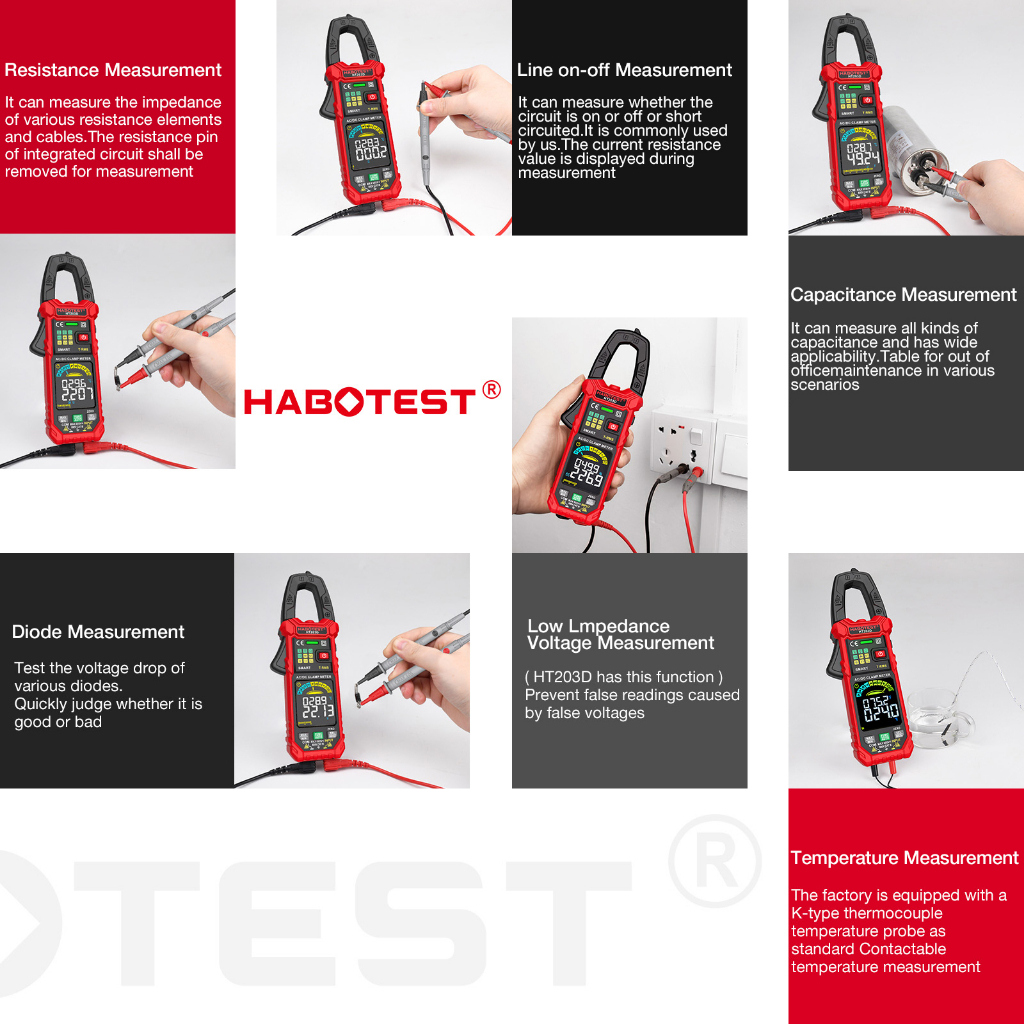 Habotest Kẹp Đo Điện Áp ht203d ac / dc 600a ac / dc 600v ac / dc Chuyên Dụng
