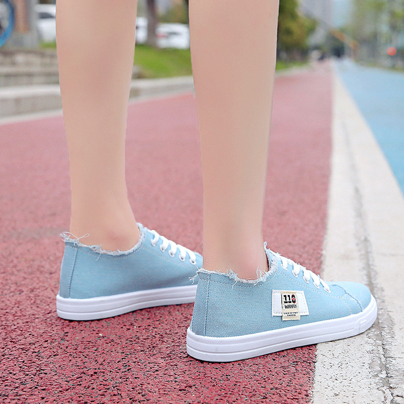 Giày thể thao vải canvas màu trắng phong cách harajuku Hàn Quốc dành cho nữ 2023 AA6323