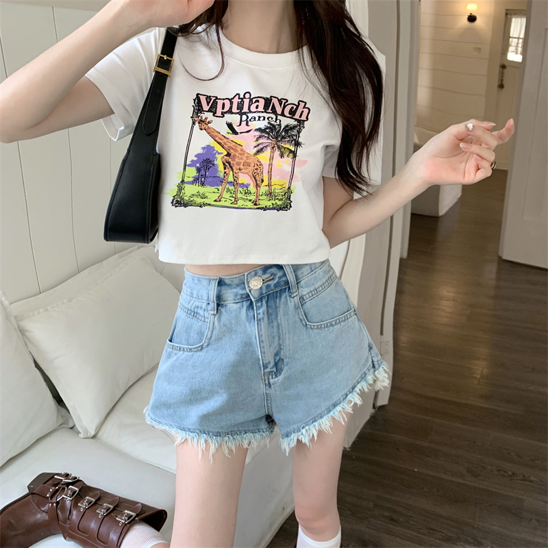 Áo Croptop Tay Ngắn Dáng Ôm In Chữ Thời Trang Cá Tính Cho Nữ