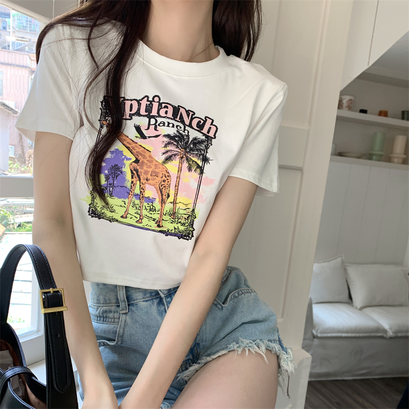 Áo Croptop Tay Ngắn Dáng Ôm In Chữ Thời Trang Cá Tính Cho Nữ