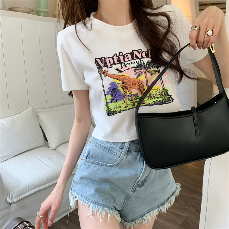 Áo Croptop Tay Ngắn Dáng Ôm In Chữ Thời Trang Cá Tính Cho Nữ