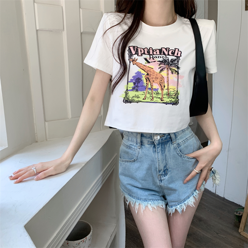 Áo Croptop Tay Ngắn Dáng Ôm In Chữ Thời Trang Cá Tính Cho Nữ