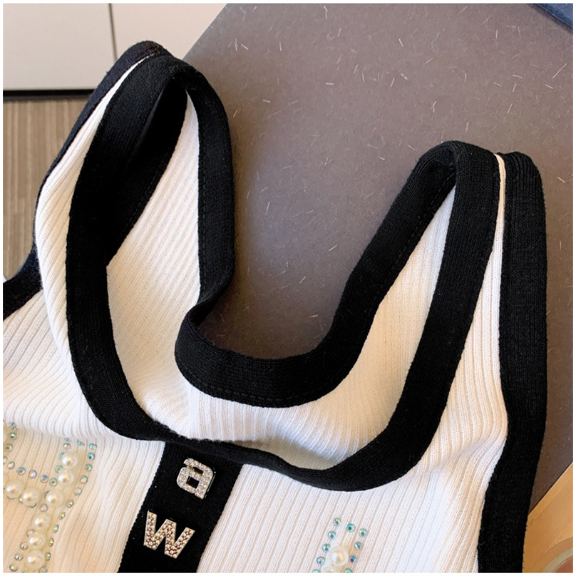 Áo Tank Top Dệt Kim Đính Kim Cương Nóng Bỏng Phong Cách Mùa Hè Mới Quyến Rũ Cho Nữ