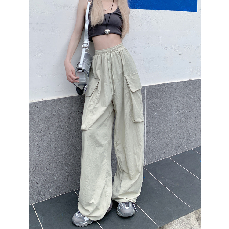 Quần Dài Ống Rộng Phong Cách Đường Phố Mỹ Cá Tính Cho Nữ