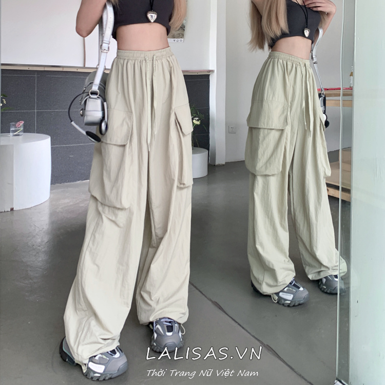 Quần Dài Ống Rộng Phong Cách Đường Phố Mỹ Cá Tính Cho Nữ