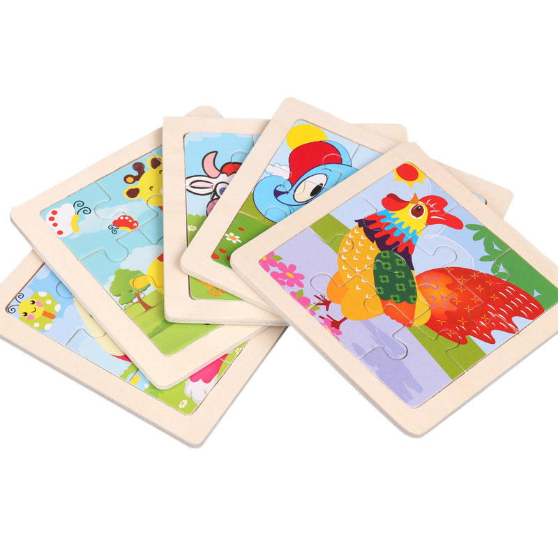 Bộ Đồ Chơi Xếp Hình 9 Mảnh Bằng Gỗ Họa Tiết Hoạt Hình Động Vật Xe Hơi Trái Cây Dành Cho Trẻ Em