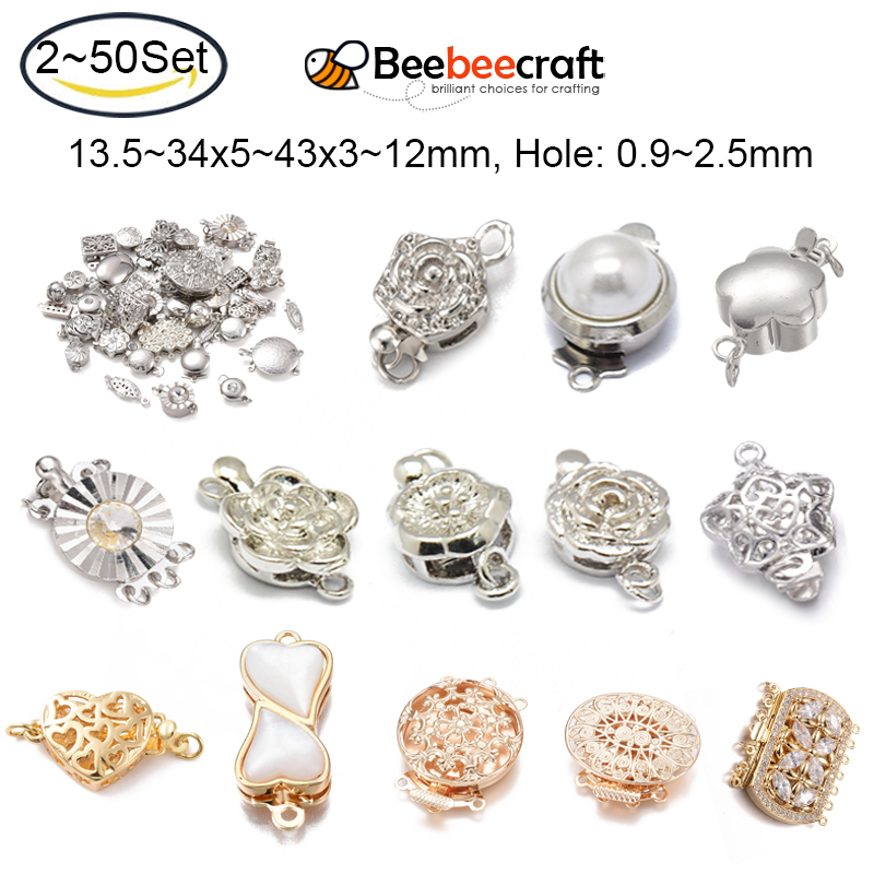 Set 2-100 Khóa Cài Mạ Đồng Thau 13.5~30.5x5~20x1.5~9mm Lỗ: 0.9~1.6mm