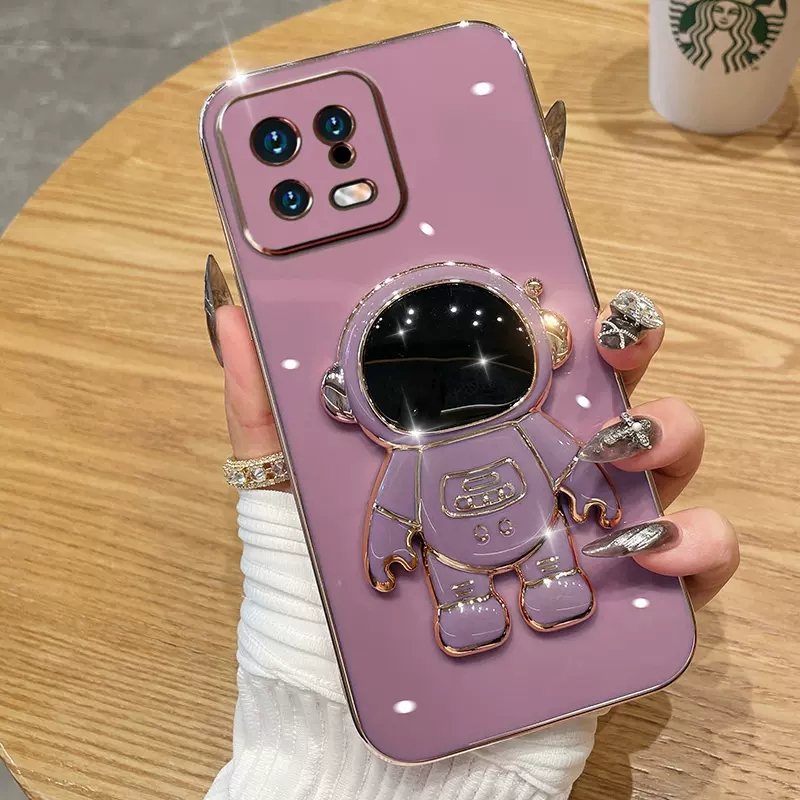 Ốp lưng Giá đỡ phi hành gia mạ vàng sang trọng Giá đỡ tích hợp Vỏ mềm Tương thích với Cho XIAOMI 13 Ultra 13 Lite/12 Lite NE 12/12X/12S 12Pro/12SPro 12Tpro/12T Ốp silicon TPU màu trơn đơn giản case