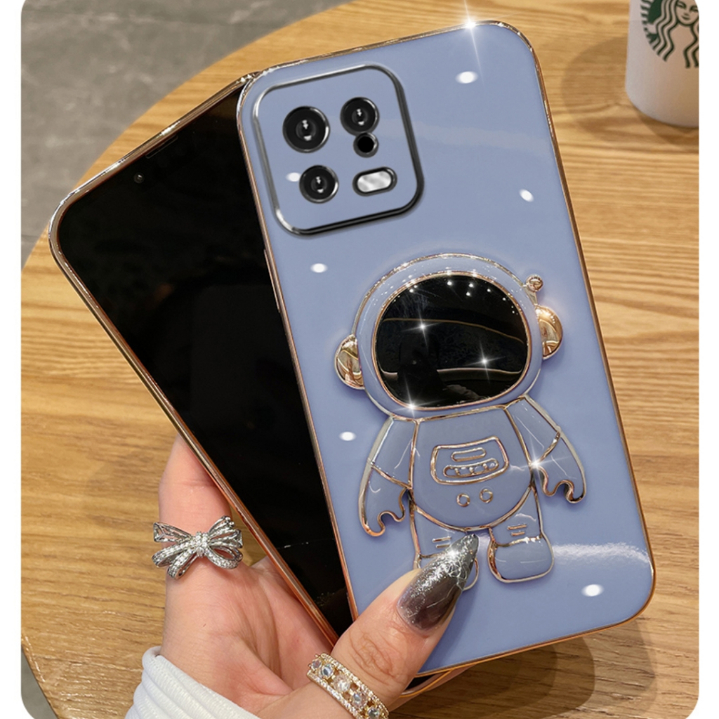 Ốp lưng Giá đỡ phi hành gia mạ vàng sang trọng Giá đỡ tích hợp Vỏ mềm Tương thích với Cho XIAOMI 13 Ultra 13 Lite/12 Lite NE 12/12X/12S 12Pro/12SPro 12Tpro/12T Ốp silicon TPU màu trơn đơn giản case