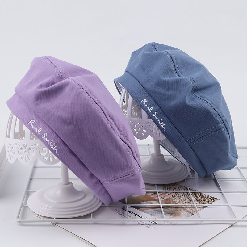 Mũ Nồi Màu Trơn Thêu Chữ Phong Cách retro Dễ Phối Đồ Thời Trang Cho Nữ