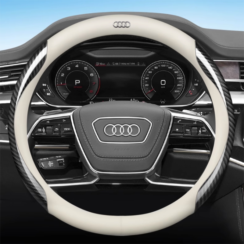 Vỏ Bọc Vô Lăng Xe Hơi Bằng Da Vân Sợi carbon Màu Trắng Thoáng Khí Cho audi a1 a3 a4 a5 a6 a7 a8 q2 q3 q5 q7 2023 2022 2021 2020