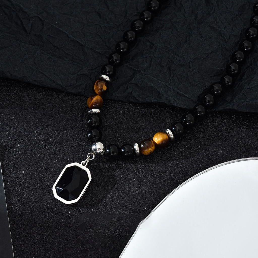Dây Chuyền Chuỗi Hạt Đá Obsidian Cao Cấp Thời Trang Dành Cho Nam