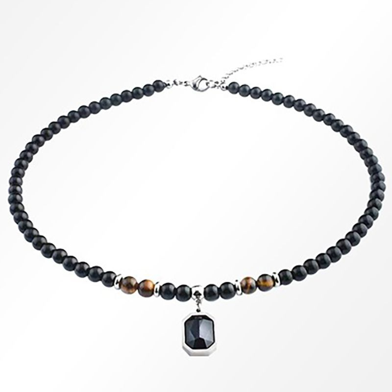 Dây Chuyền Chuỗi Hạt Đá Obsidian Cao Cấp Thời Trang Dành Cho Nam