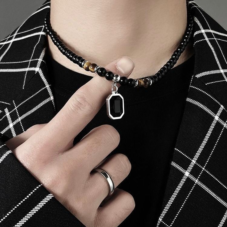 Dây Chuyền Chuỗi Hạt Đá Obsidian Cao Cấp Thời Trang Dành Cho Nam