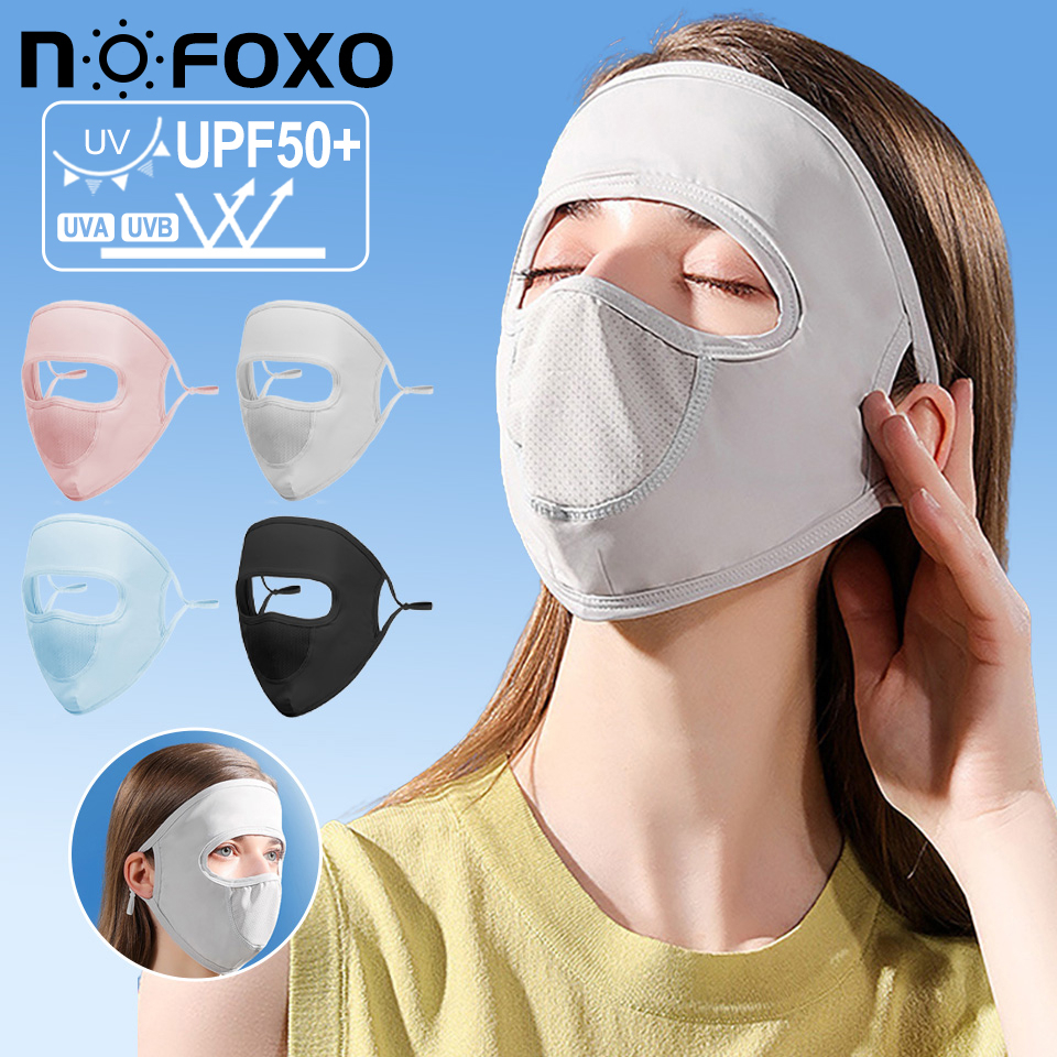 NOFOXO UPF50+ Khẩu Trang Toàn Mặt Bằng Lụa Lạnh Thân Thiện Với Làn Da Chống Tia UV Hiệu Dành Cho Nam Nữ Toàn Bộ Khuôn Mặt Chống Nắng Khẩu Trang